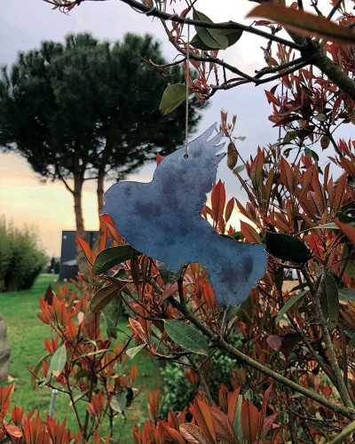 Silhouette - Oiseau à suspendre en acier corten (Métal) pour la décoration de jardin !