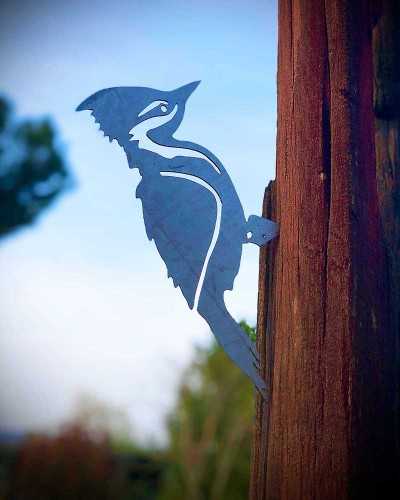 Silhouette - Oiseau à piquer en acier corten (Métal) pour la décoration de jardin !