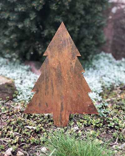 Silhouette - Sapin à piquer en acier corten (Métal) pour la décoration de jardin !