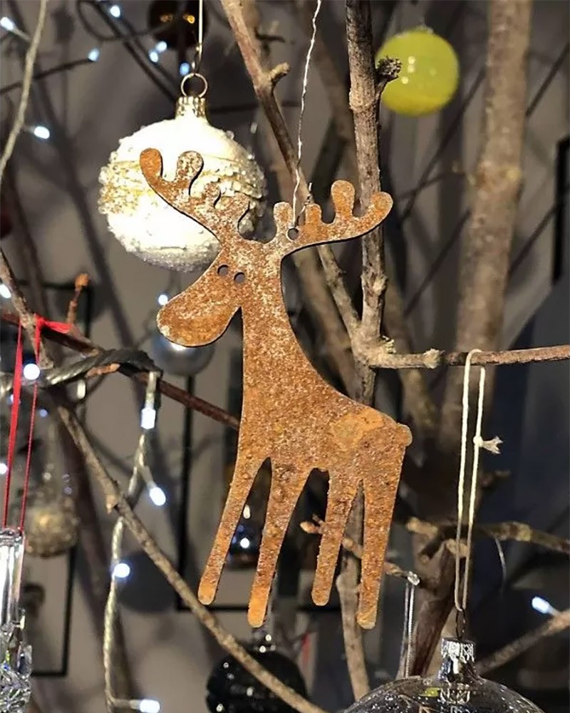 Fiche de parterre renne en métal, décoration de jardin Noël, rouille,  longueur 60 cm - PEARL