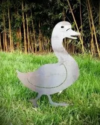 Silhouette - Canard à piquer en acier corten (Métal) pour la décoration de jardin !