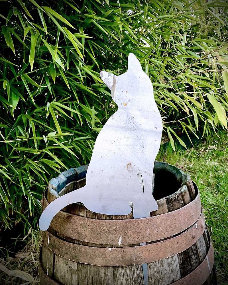 Silhouette - Chat à piquer en acier corten (Métal) pour la décoration de jardin !