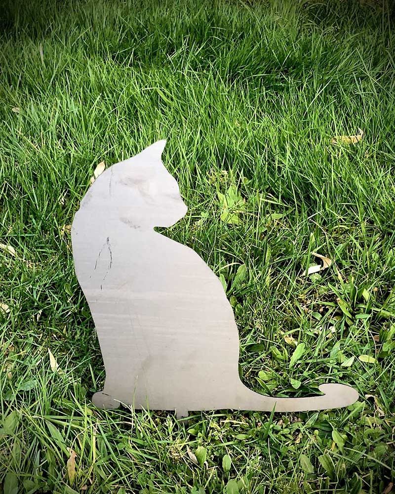 Objets en métal - Silhouette d'un Chat à piquer en corten pour jardin