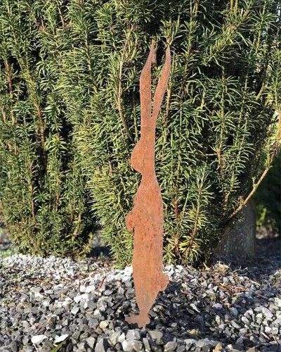 Silhouette - Lapin à piquer en acier corten (Métal) pour la décoration de jardin !