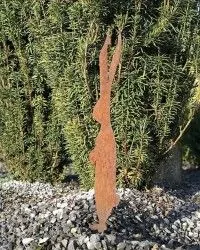Silhouette - Lapin à piquer en acier corten (Métal) pour la décoration de jardin !