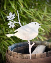 Silhouette - Oiseau à piquer en acier corten (Métal) pour la décoration de jardin !